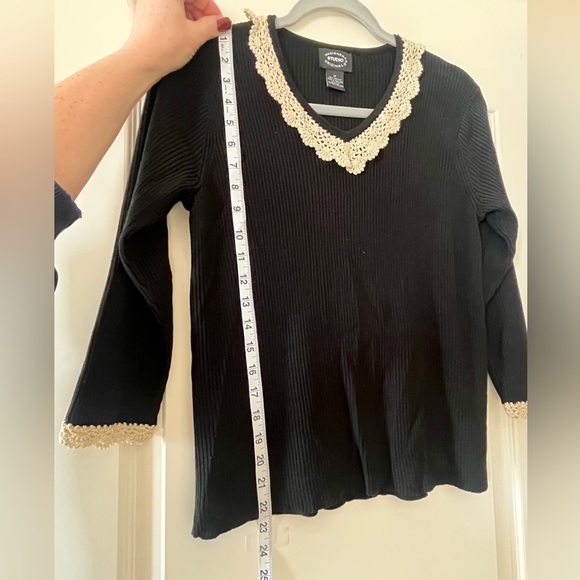Designers Originals Black Top with Cream Lace - Picture 8 of 10